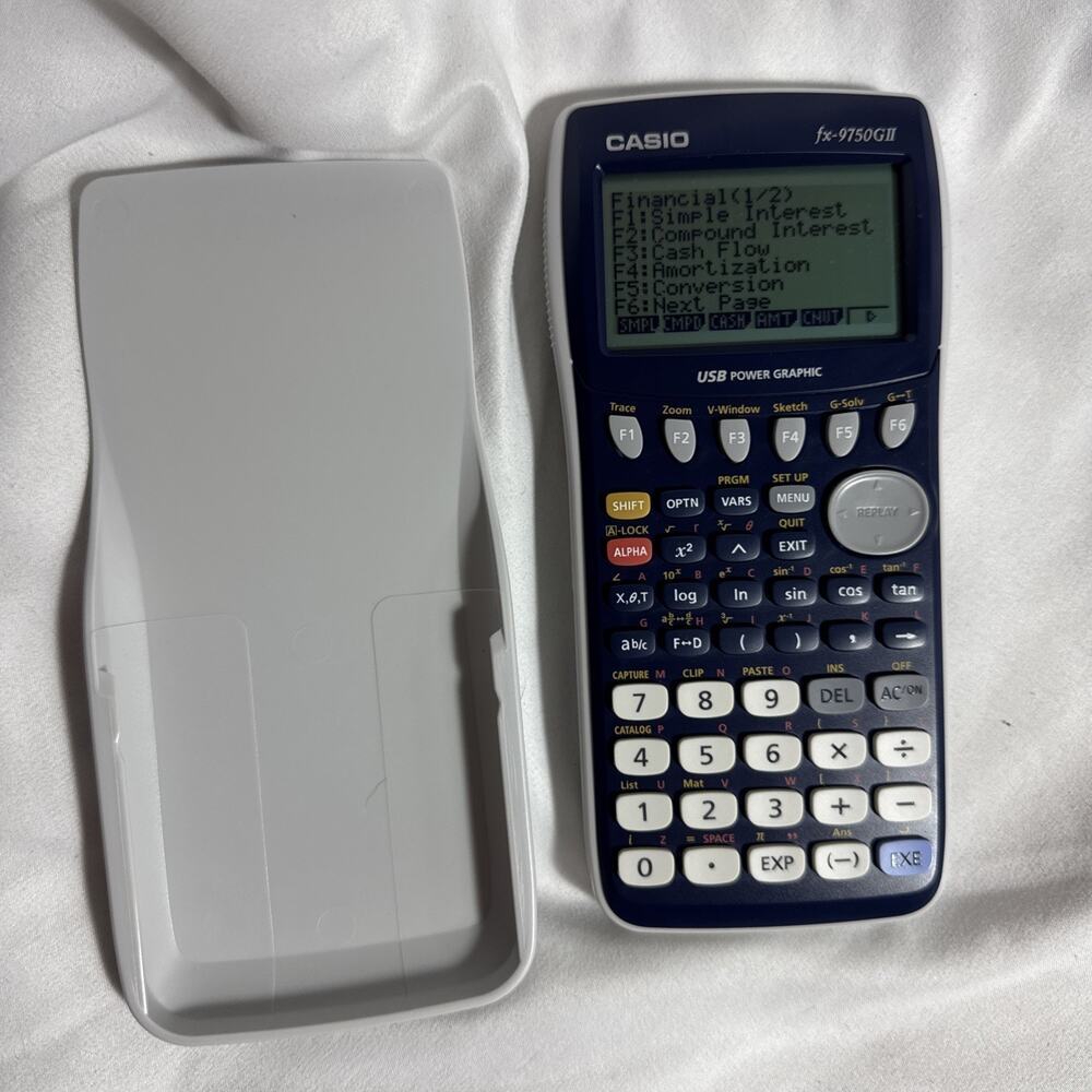 Casio FX-9750GII Graphing Calculator w/ Cover Case TESTED Works EUC